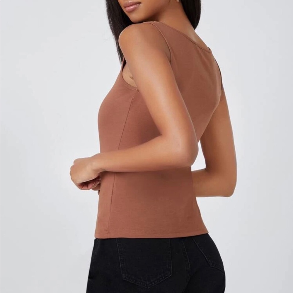 brown solid tank top - Picture 3 of 3